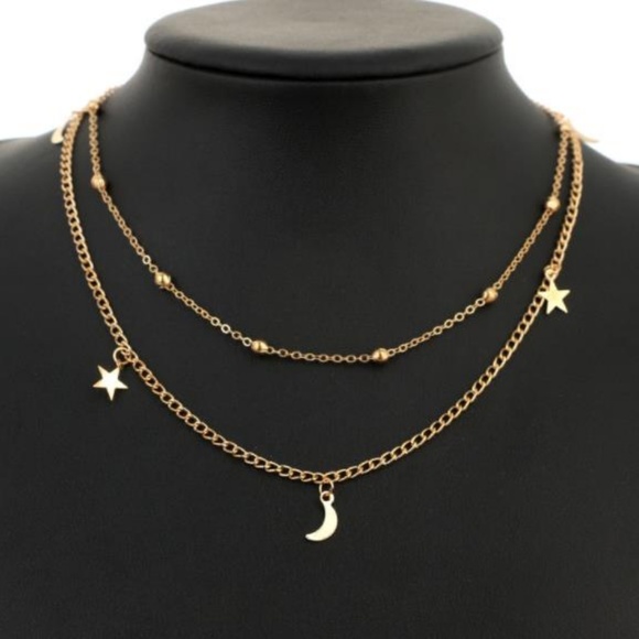 NEW double layer moon star necklace - Picture 3 of 4